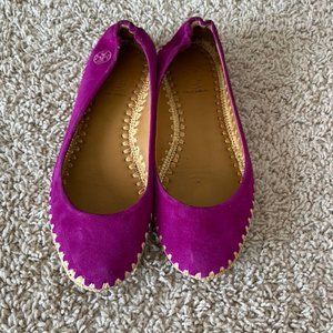 tory burch magenta suede ballet flats